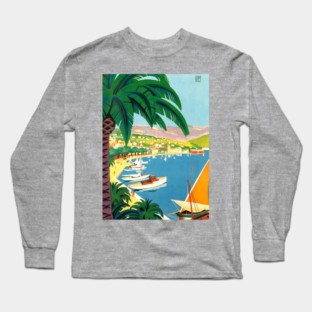 Vintage Travel Poster Art - Carribean Island Long Sleeve T-Shirt by Starbase79